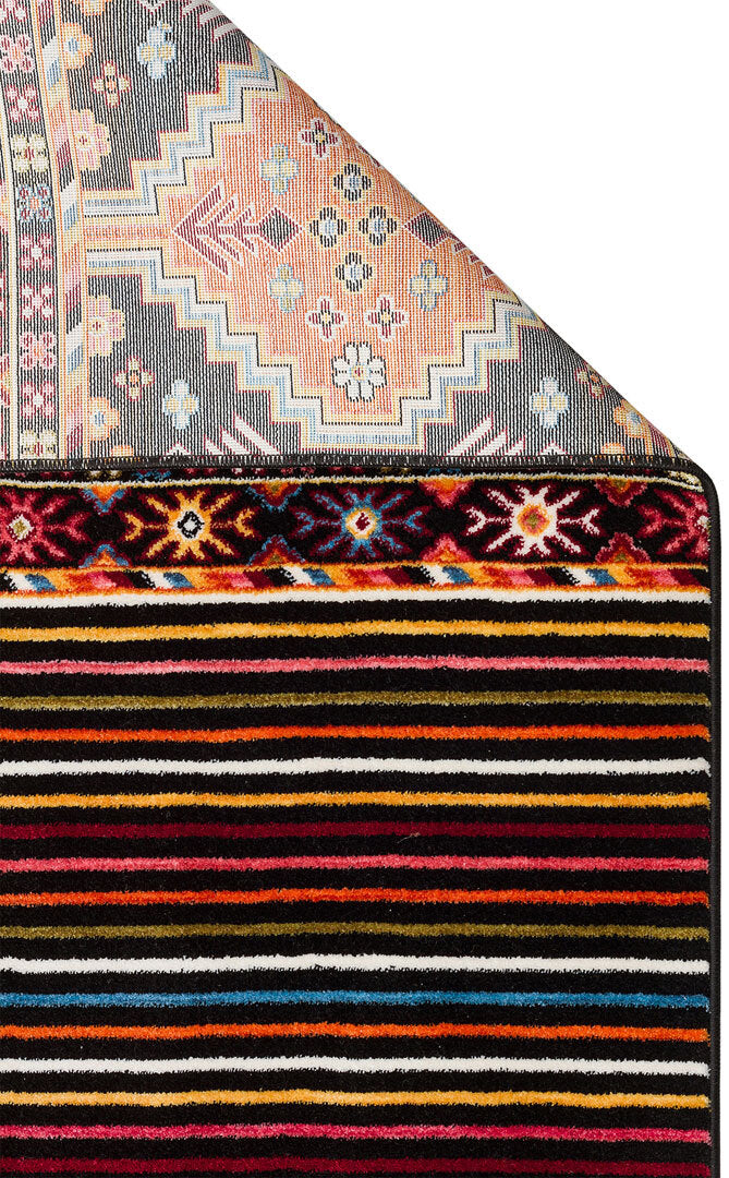 PTA 13 BLACK - PIETRA - Sıcak Renk Tonlu Etnik Desenli Yumuşak Dokulu Makine Halısı